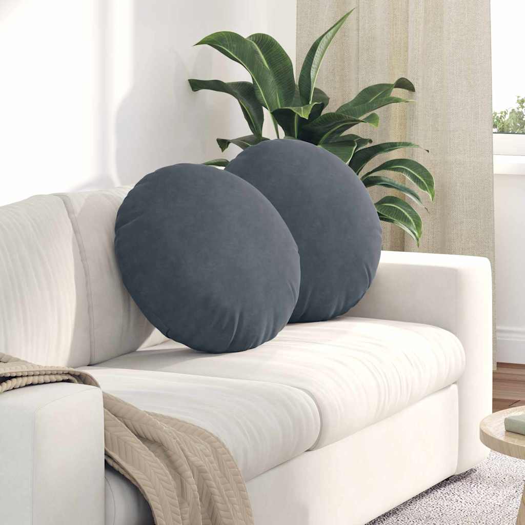 Cuscini per Seduta 2 pcs Grigio scuro Ø50 x 19 cm Velluto | homemem39