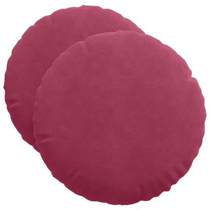 Cuscini per Seduta 2 pcs Rosso Vino Ø50 x 19 cm Velluto | homemem39