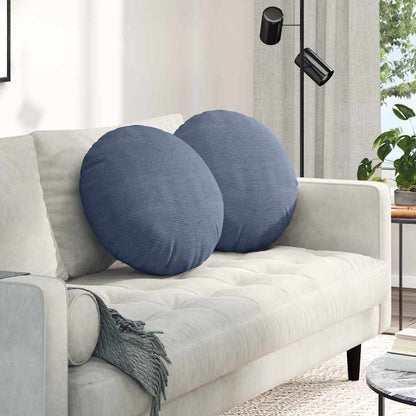 Cuscini per Seduta 2 pcs Blu Ø50 x 19 cm Tessuto in Cords | homemem39