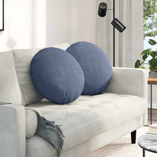 Cuscini per Seduta 2 pcs Blu Ø50 x 19 cm Tessuto in Cords | homemem39