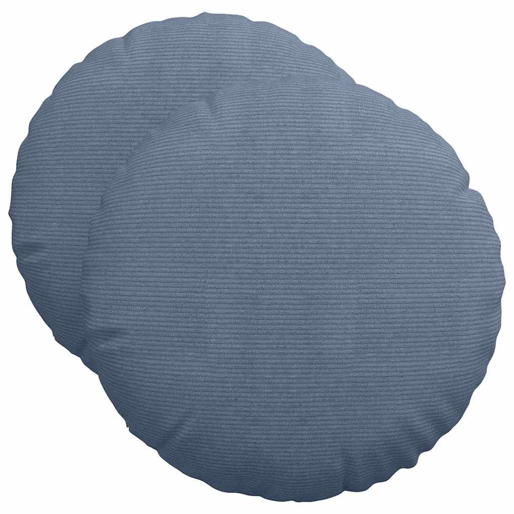 Cuscini per Seduta 2 pcs Blu Ø50 x 19 cm Tessuto in Cords | homemem39