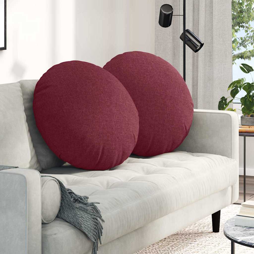Cuscini per Seduta 2 pcs Rosso Vino Ø60 x 21 cm Tessuto | homemem39