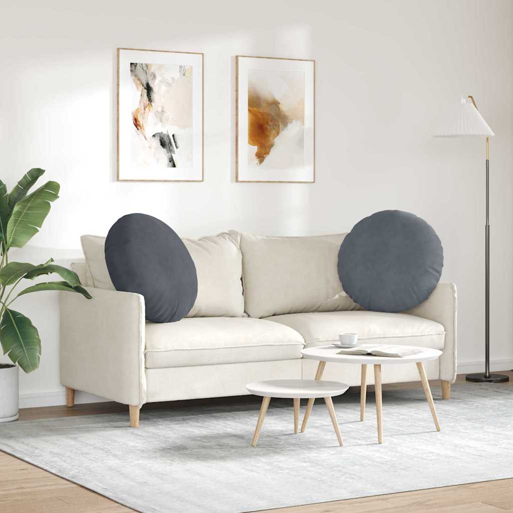 Cuscini per Seduta 2 pcs Grigio scuro Ø60 x 21 cm Velluto | homemem39
