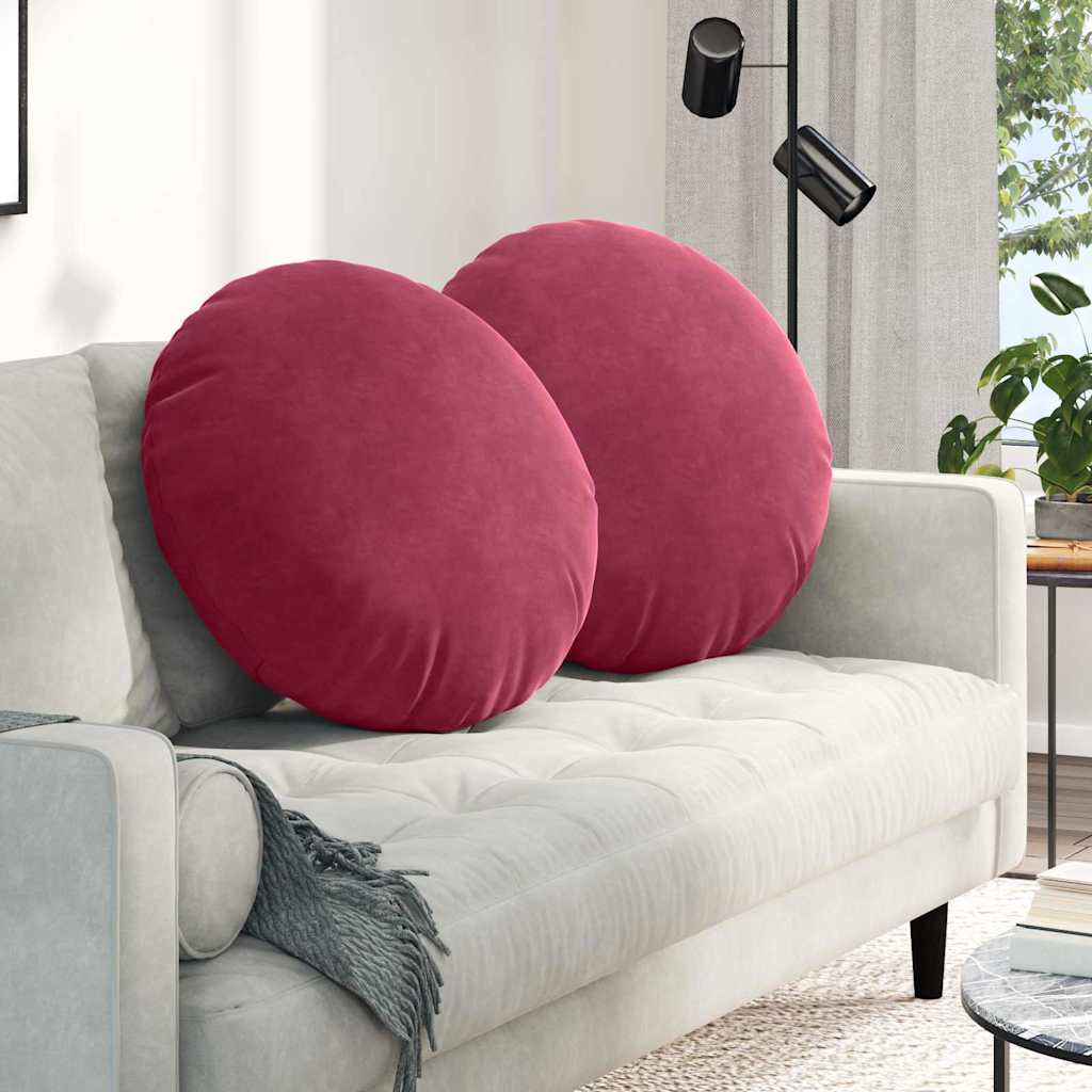 Cuscini per Seduta 2 pcs Rosso Vino Ø60 x 21 cm Velluto