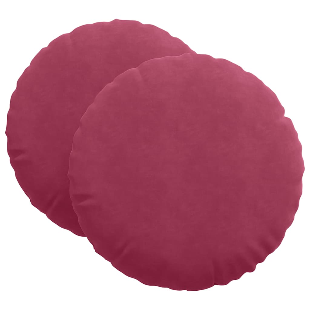 Cuscini per Seduta 2 pcs Rosso Vino Ø60 x 21 cm Velluto | homemem39