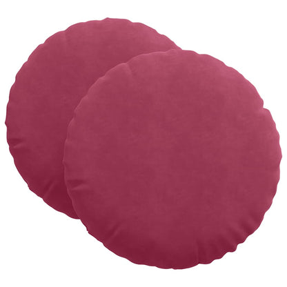 Cuscini per Seduta 2 pcs Rosso Vino Ø60 x 21 cm Velluto | homemem39