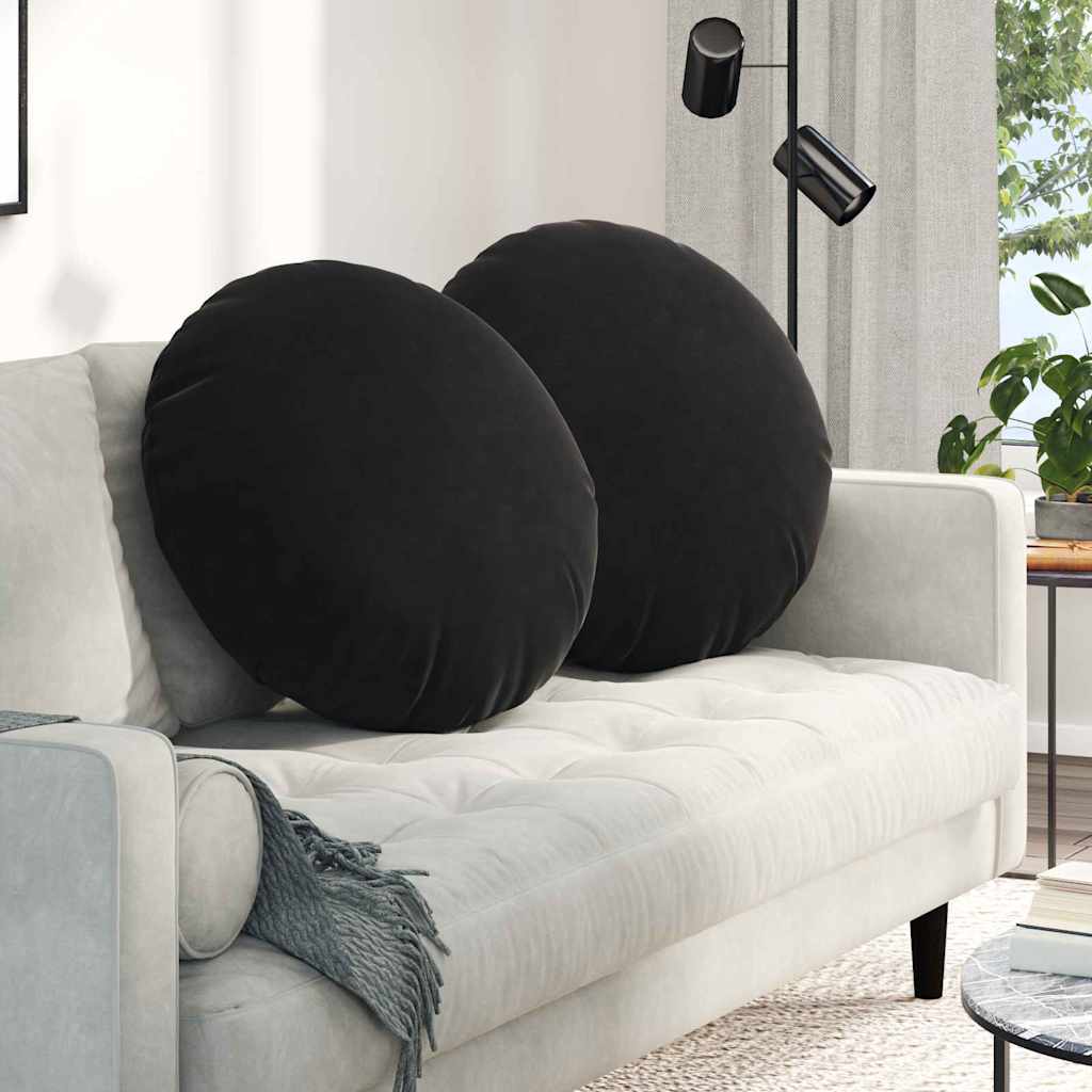 Cuscini per Seduta 2 pcs Nero Ø60 x 21 cm Velluto