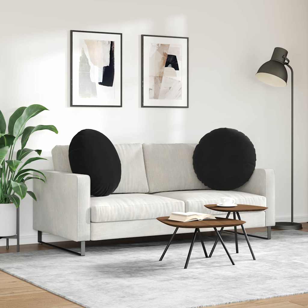 Cuscini per Seduta 2 pcs Nero Ø60 x 21 cm Velluto | homemem39