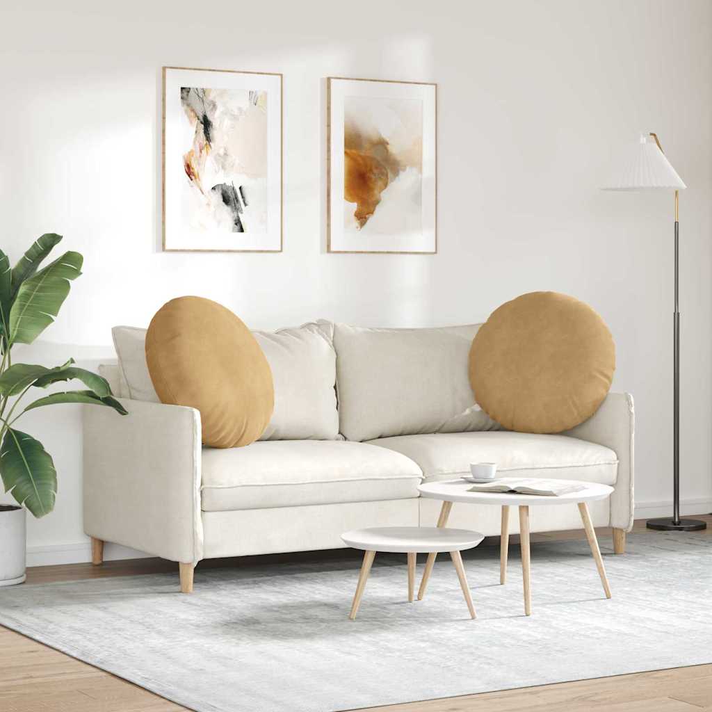 Cuscini per Seduta 2 pcs Marrone Ø60 x 21 cm Velluto | homemem39