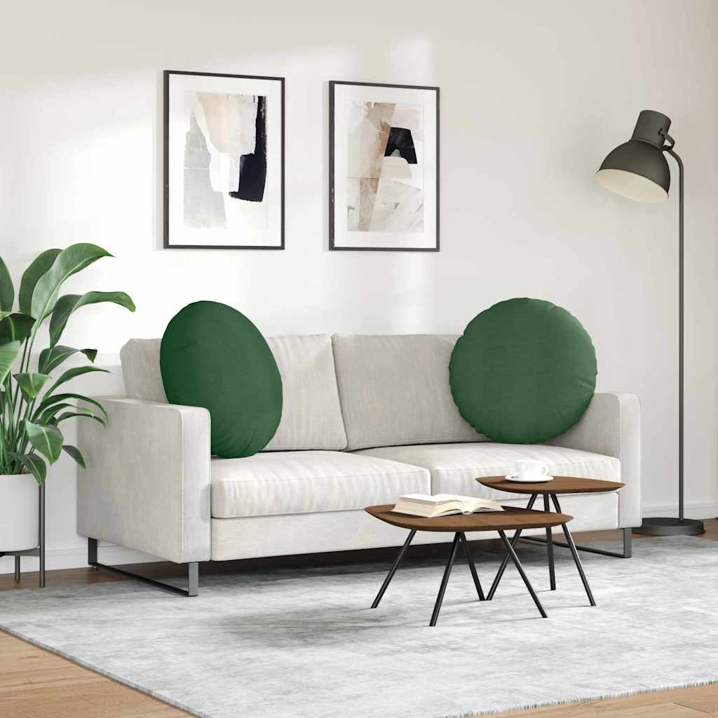 Cuscini per Seduta 2 pcs Verde Scuro Ø60 x 21 cm | homemem39