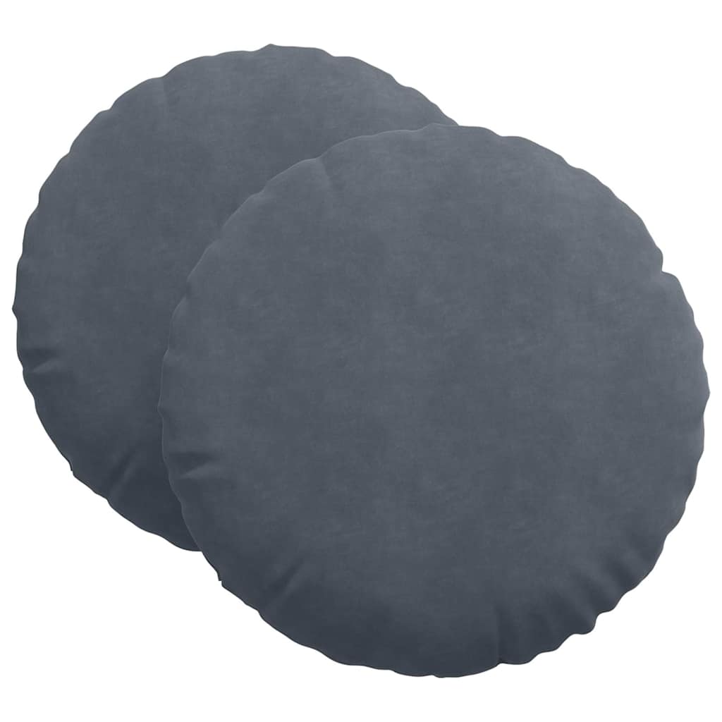 Cuscini per Seduta 2 pcs Grigio scuro Ø 40 x 13 cm Velluto