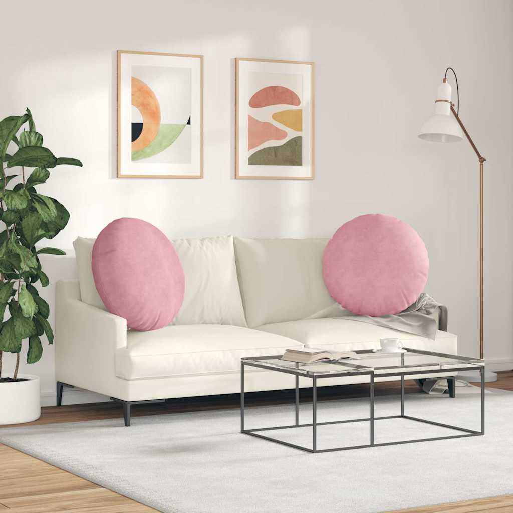 Cuscini per Seduta 2 pcs Rosa Ø 80 x 29 cm Velluto | homemem39