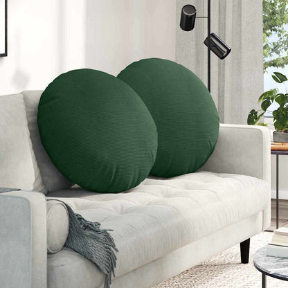 Cuscini per Seduta 2 pcs Verde Scuro Ø 80 cm Tessuto in Cords | homemem39