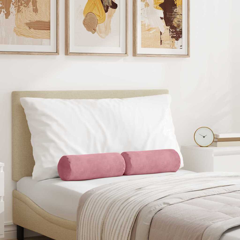 Cuscini a rullo 2 pcs Rosa Ø 15 x 40 cm Tessuto in Cords | homemem39