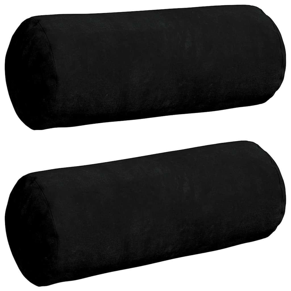 Cuscini a rullo 2 pcs Nero Ø 15 x 40 cm Tessuto in Microfibra | homemem39