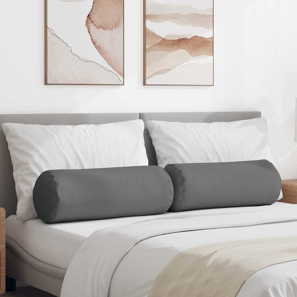 Cuscini a rullo 2 pcs Grigio scuro Ø 25 x 70 cm Tessuto | homemem39