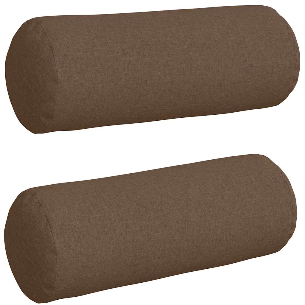 Cuscini a rullo 2 pcs Marrone Ø 25 x 70 cm Tessuto | homemem39