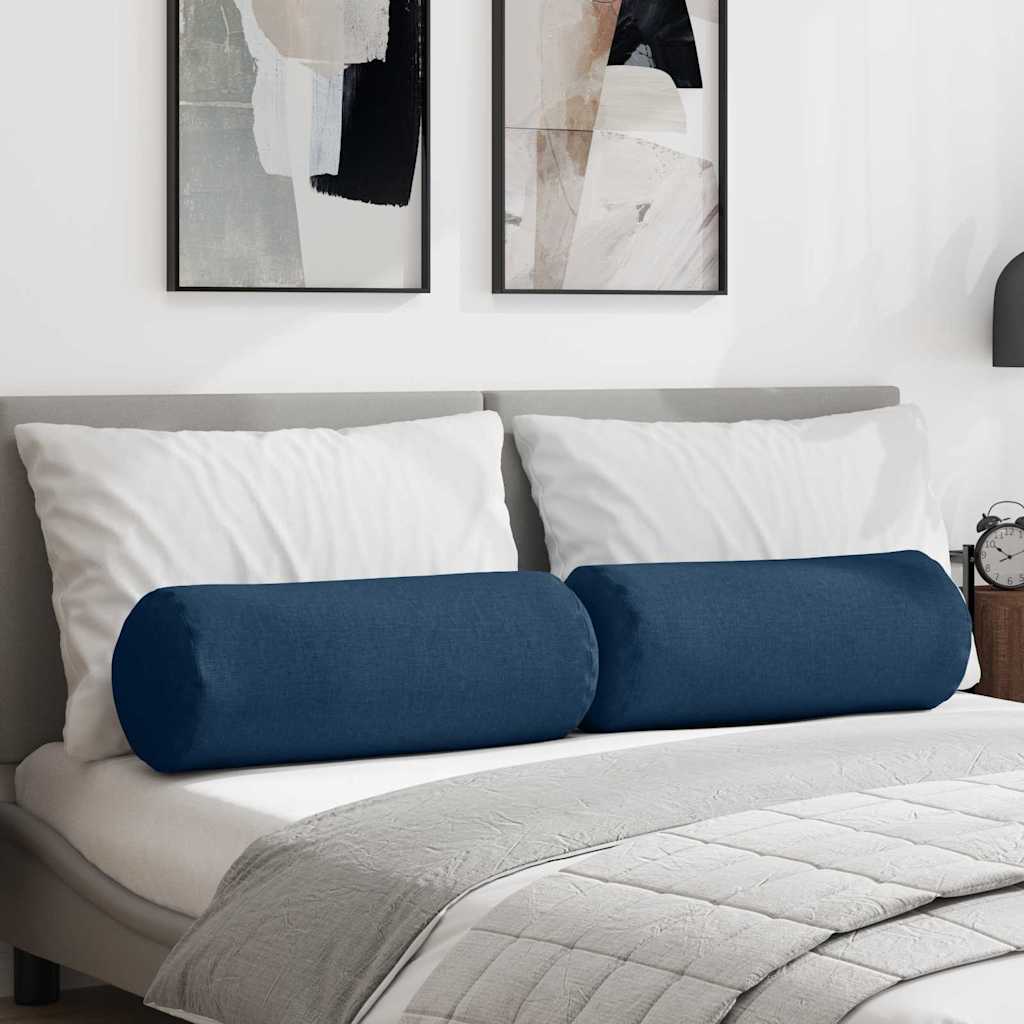Cuscini a rullo 2 pcs Blu Ø 25 x 70 cm Tessuto | homemem39