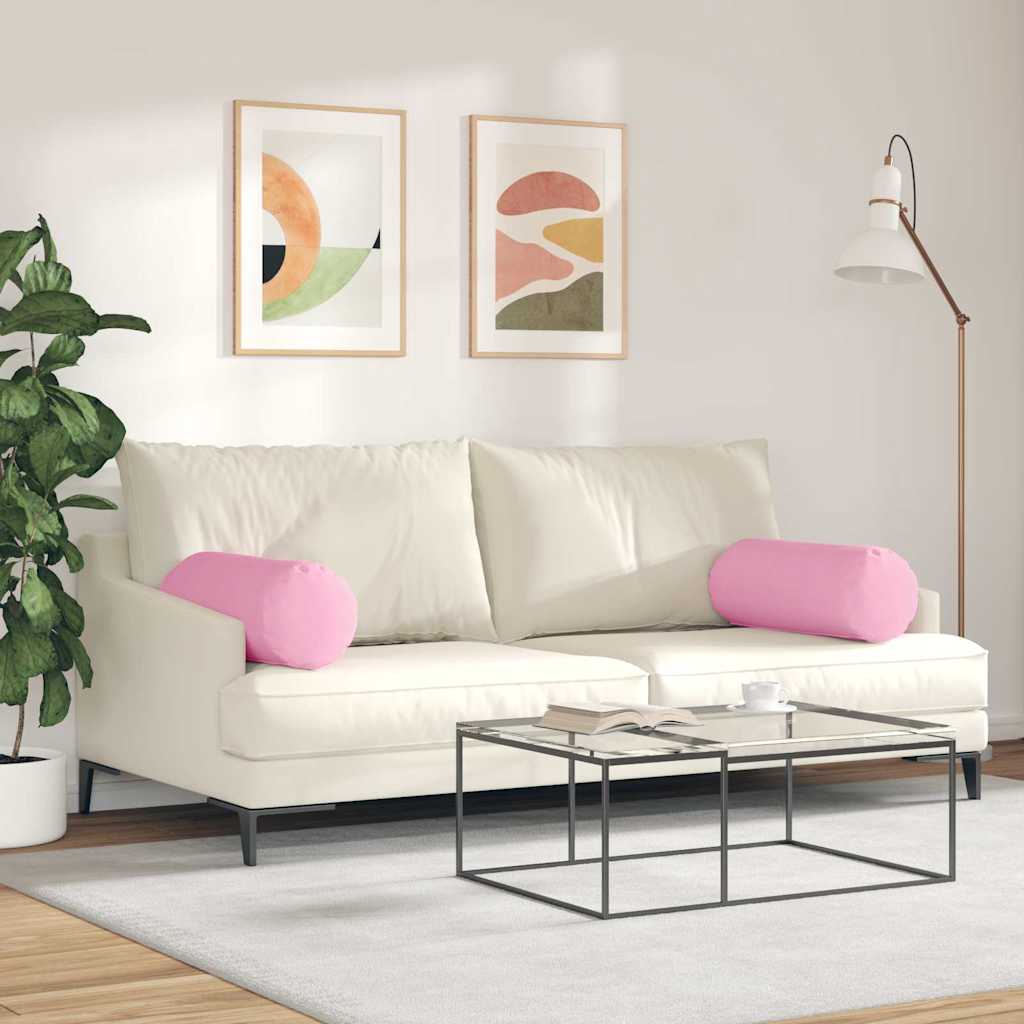 Cuscini a rullo 2 pcs Rosa Ø 25 x 70 cm Tessuto | homemem39