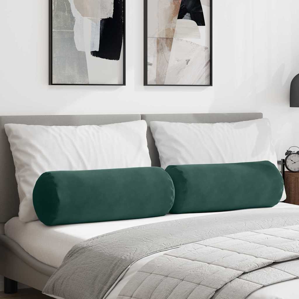 Cuscini a rullo 2 pcs Verde Scuro Ø 25 x 70 cm Tessuto in Cords | homemem39