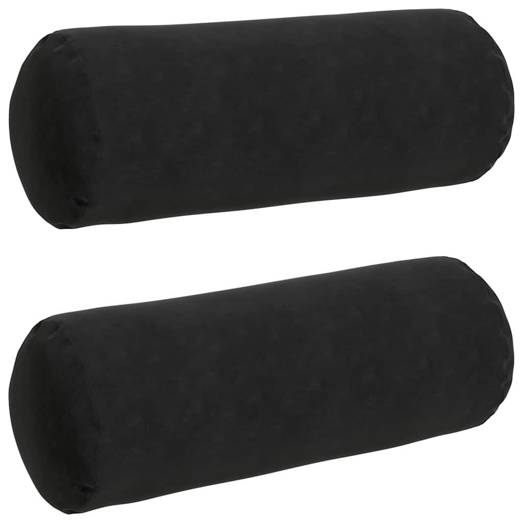 Cuscini a rullo 2 pcs Nero Ø 25 x 70 cm Tessuto in Cords | homemem39