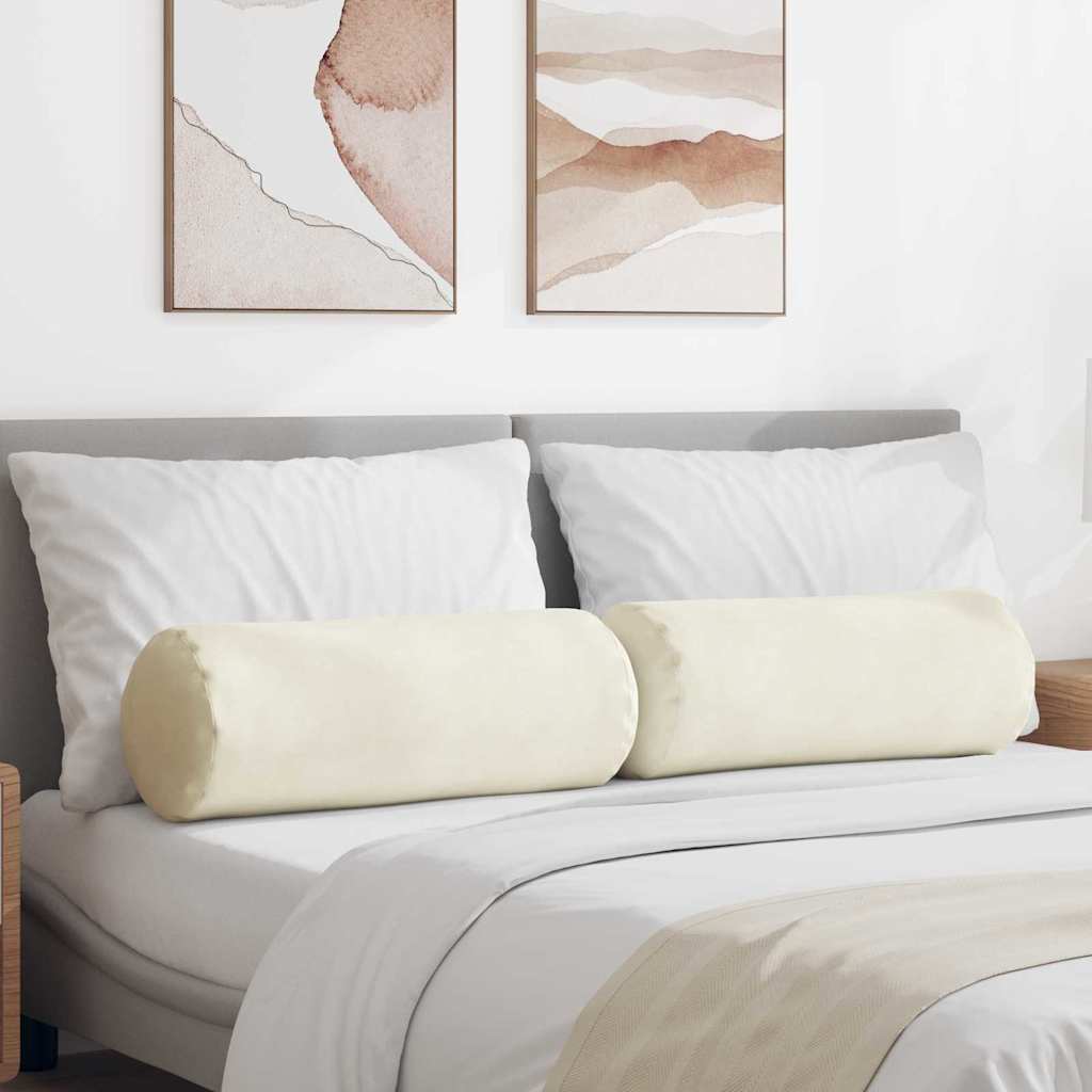 Cuscini a rullo 2 pcs Crema Ø 25 x 70 cm Tessuto in Cords