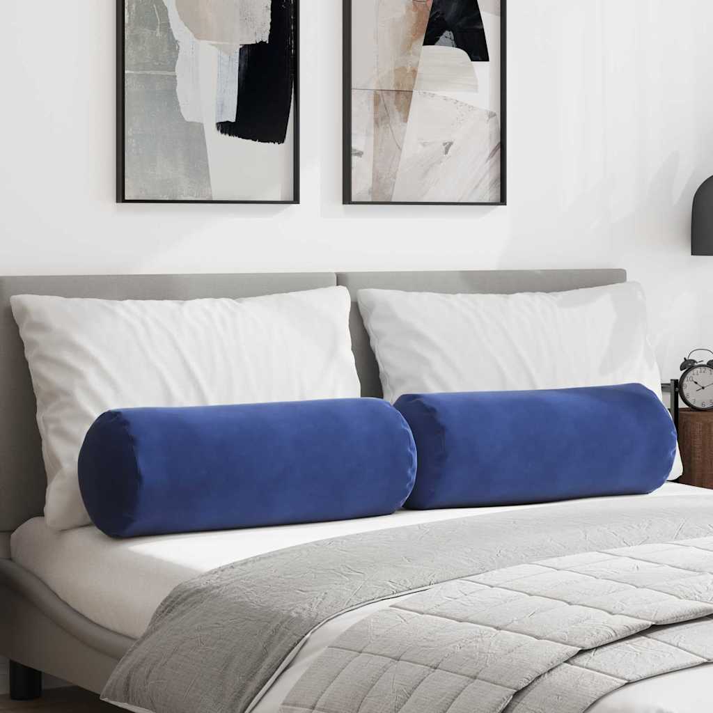 Cuscini a rullo 2 pcs Blu Polizia Ø 25 x 70 cm Tessuto in Cords | homemem39