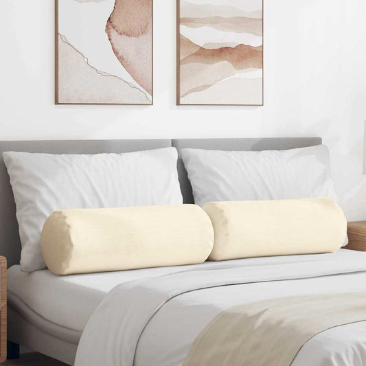 Cuscini a rullo 2 pcs Crema Ø 25 x 70 cm Tessuto in Cords | homemem39