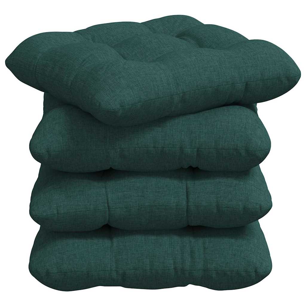 Cuscini per Seduta 4 pcs Verde Scuro 40 x 40 x 12 cm Tessuto | homemem39