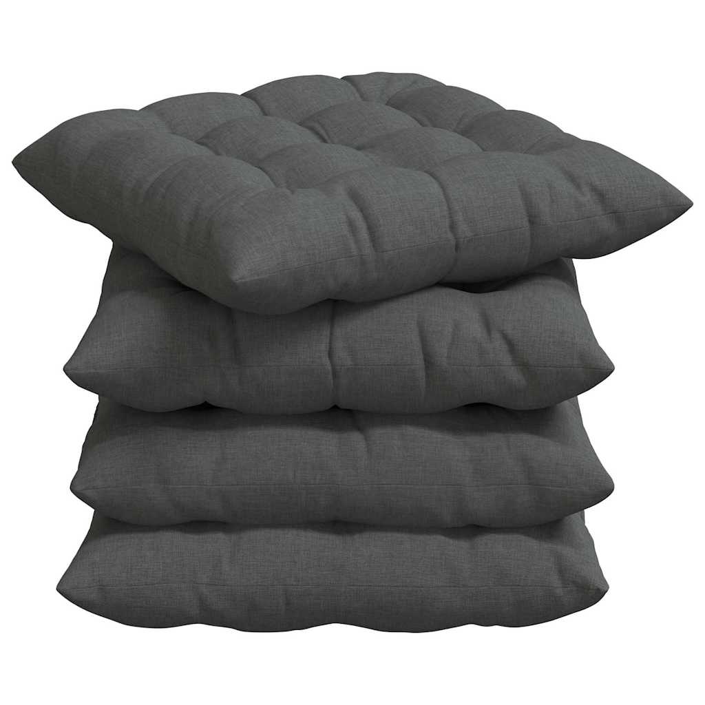 Cuscini per Seduta 4 pcs Grigio scuro 40 x 40 x 6 cm Tessuto | homemem39