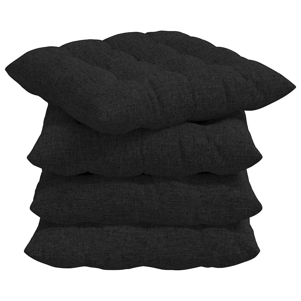 Cuscini per Seduta 4 pcs Nero 40 x 40 x 6 cm Tessuto