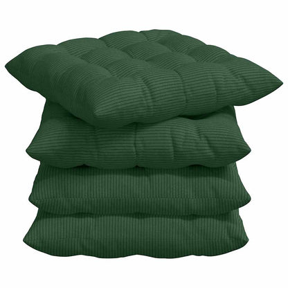 Cuscini per Seduta 4 pcs Tessuto in Cords Verde Scuro
