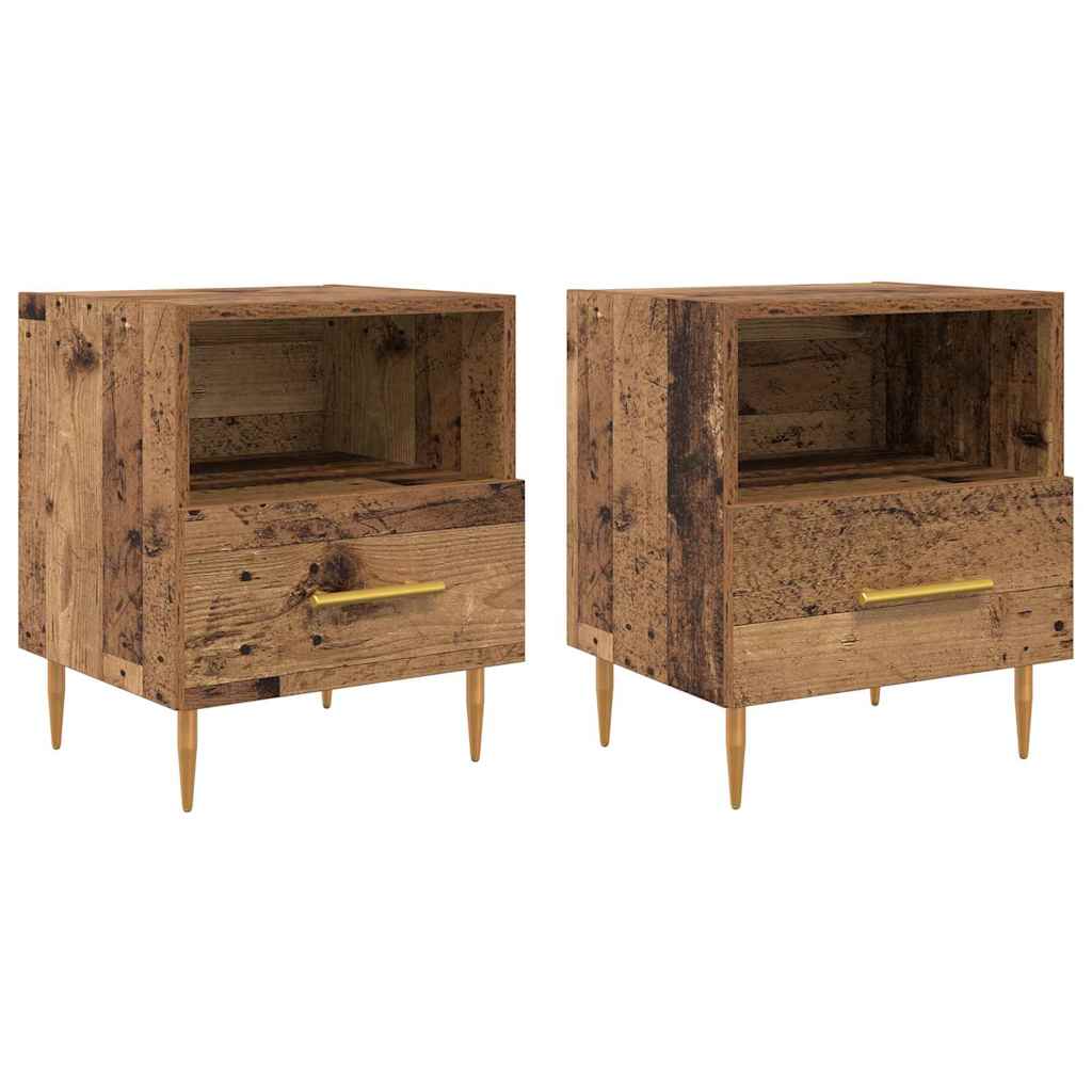 Comodino con cassetto 2 pcs Legno vecchio 40 x 35 x 47,5 cm | homemem39