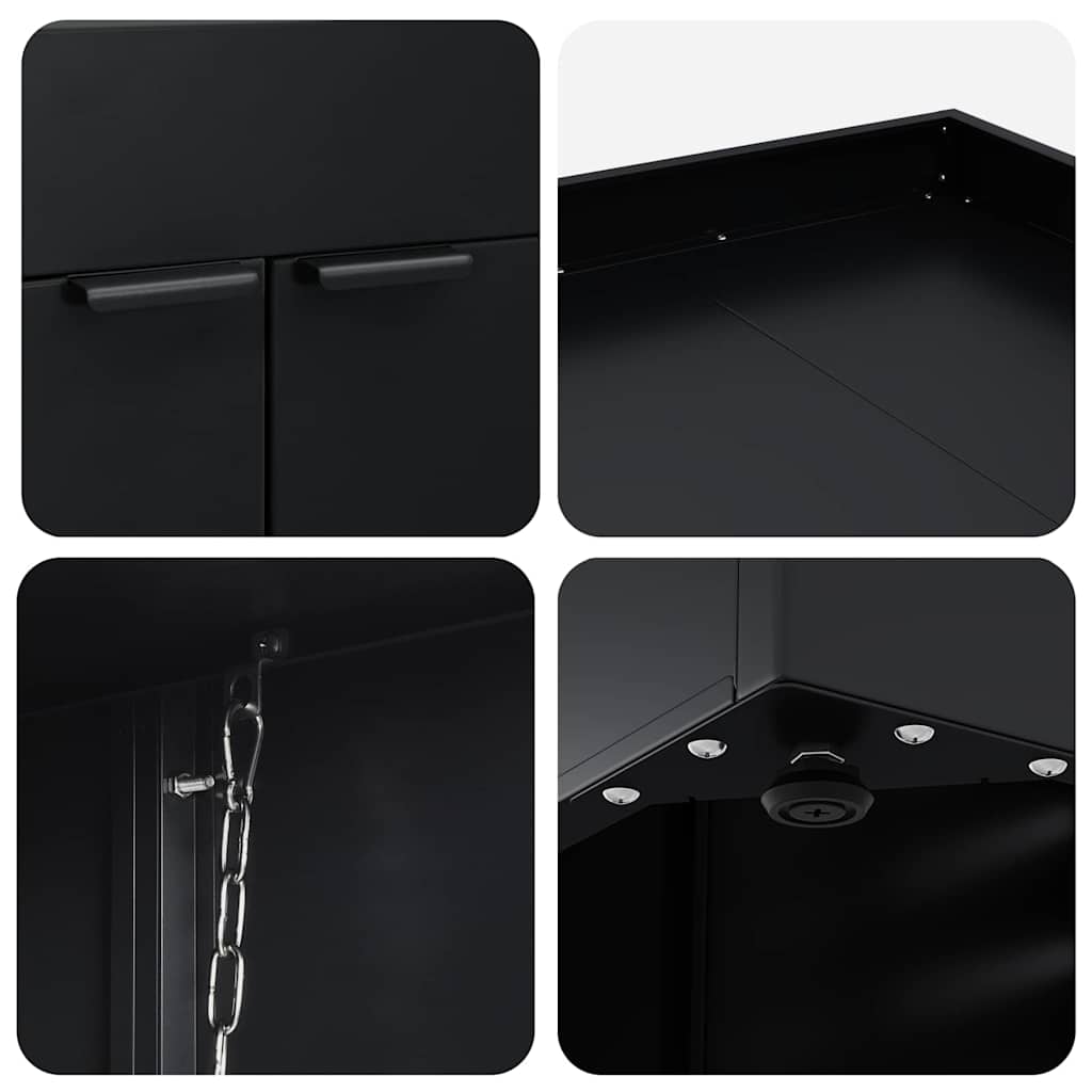 Contenitore per Rifiuti per 3 Bidoni Nero 204 x 77,5 x 121,5 cm | homemem39