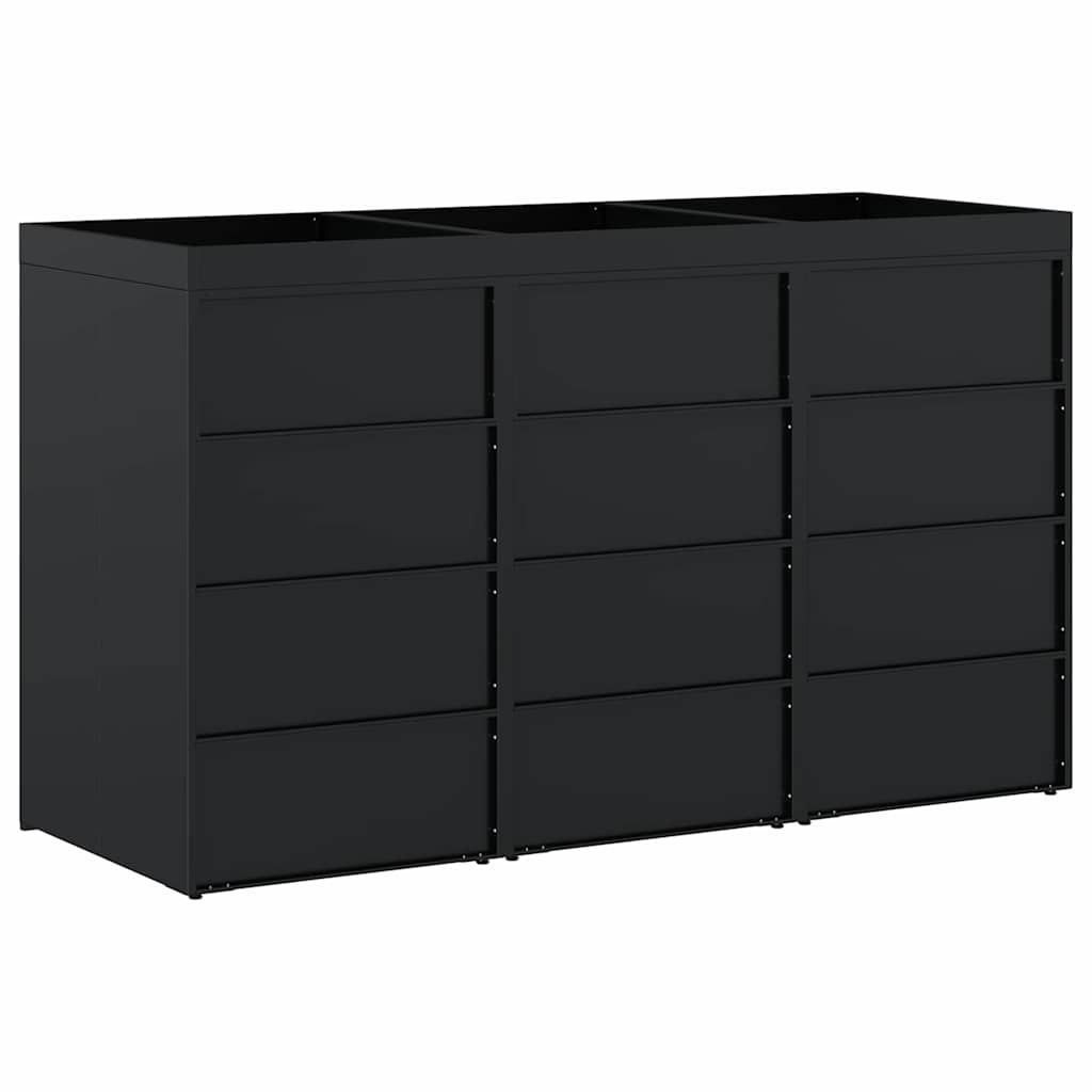 Contenitore per Rifiuti per 3 Bidoni Nero 204 x 77,5 x 121,5 cm