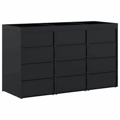 Contenitore per Rifiuti per 3 Bidoni Nero 204 x 77,5 x 121,5 cm