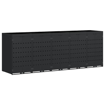 Contenitore per Rifiuti per 5 Bidoni Nero 340 x 77,5 x 121,5 cm