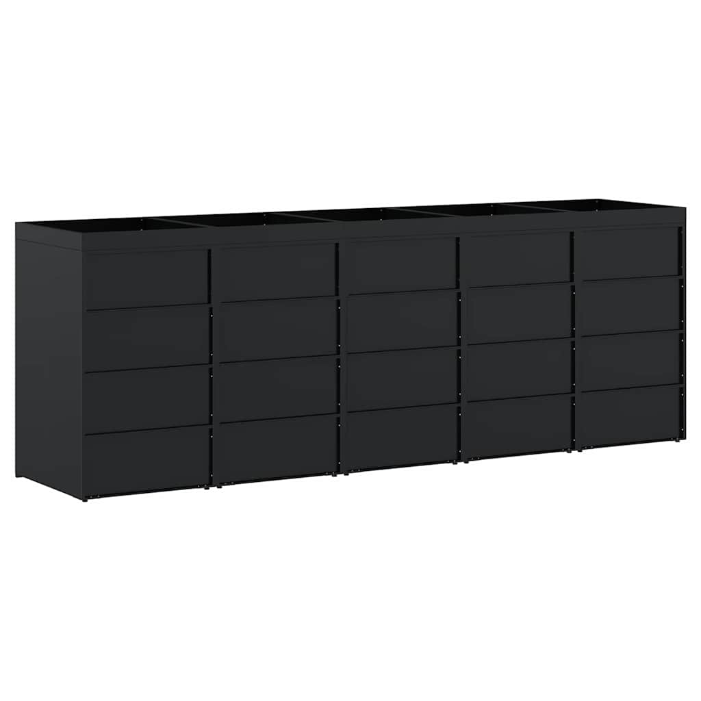 Contenitore per Rifiuti per 5 Bidoni Nero 340 x 77,5 x 121,5 cm