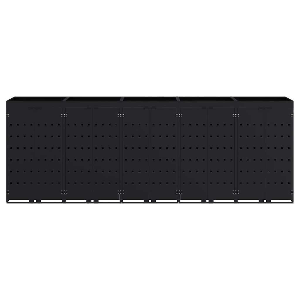 Contenitore per Rifiuti per 5 Bidoni Nero 340 x 77,5 x 121,5 cm