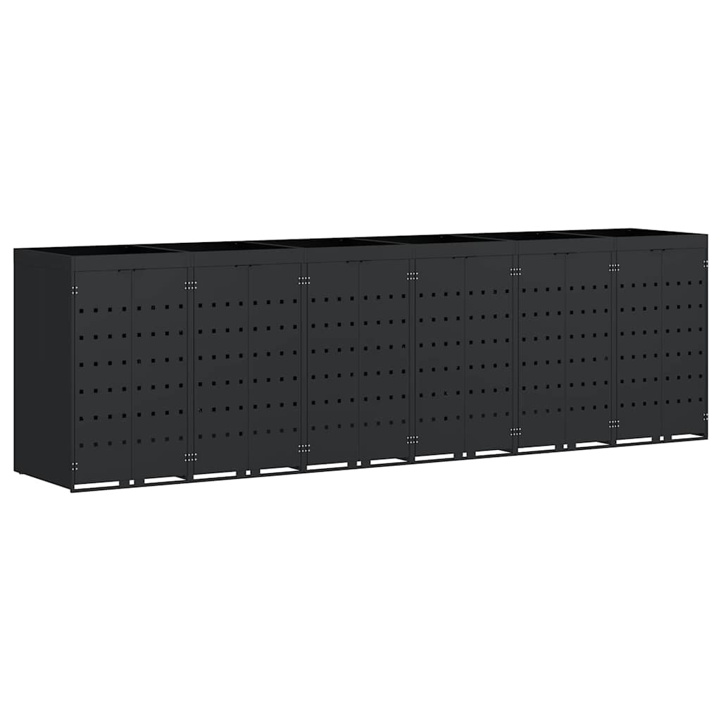 Contenitore per Rifiuti per 6 Bidoni Nero 408 x 77,5 x 121,5 cm
