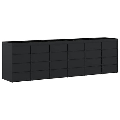 Contenitore per Rifiuti per 6 Bidoni Nero 408 x 77,5 x 121,5 cm