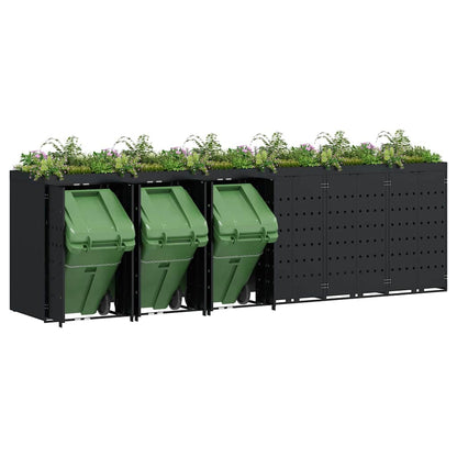 Contenitore per Rifiuti per 6 Bidoni Nero 408 x 77,5 x 121,5 cm