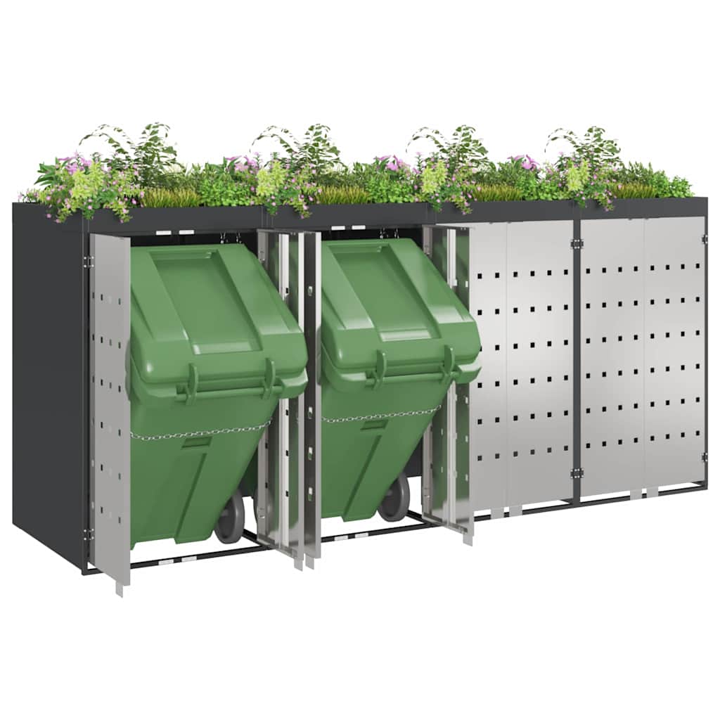 Contenitore per Rifiuti per 3 Bidoni Antracite