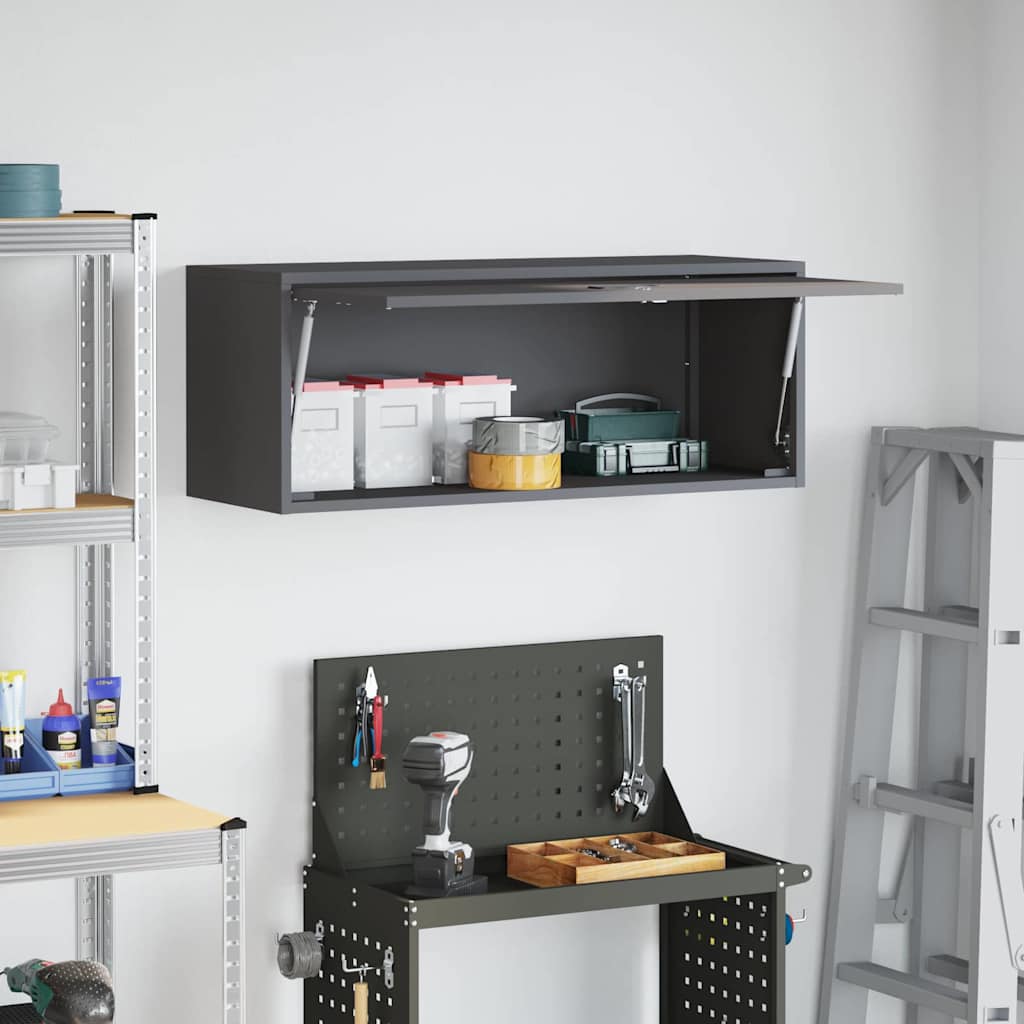 Armadio a muro per garage Nero 90 x 33 x 35 cm | homemem39