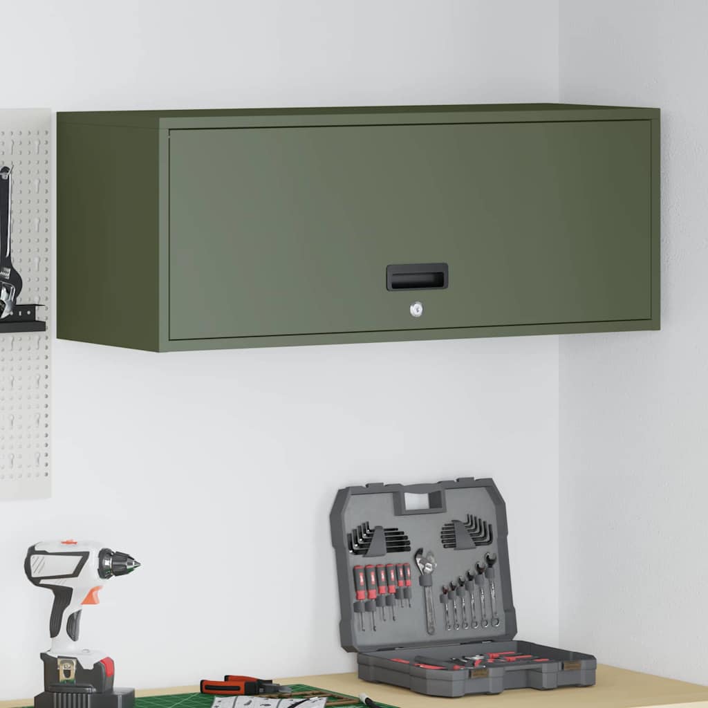 Armadio a muro per garage Oliver verde 90 x 33 x 35 cm | homemem39