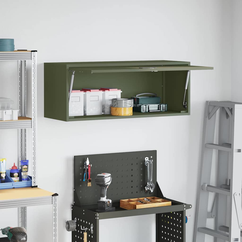 Armadio a muro per garage Oliver verde 90 x 33 x 35 cm | homemem39