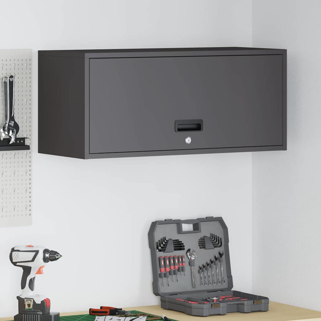 Armadio a muro per garage Nero 80 x 33 x 35 cm
