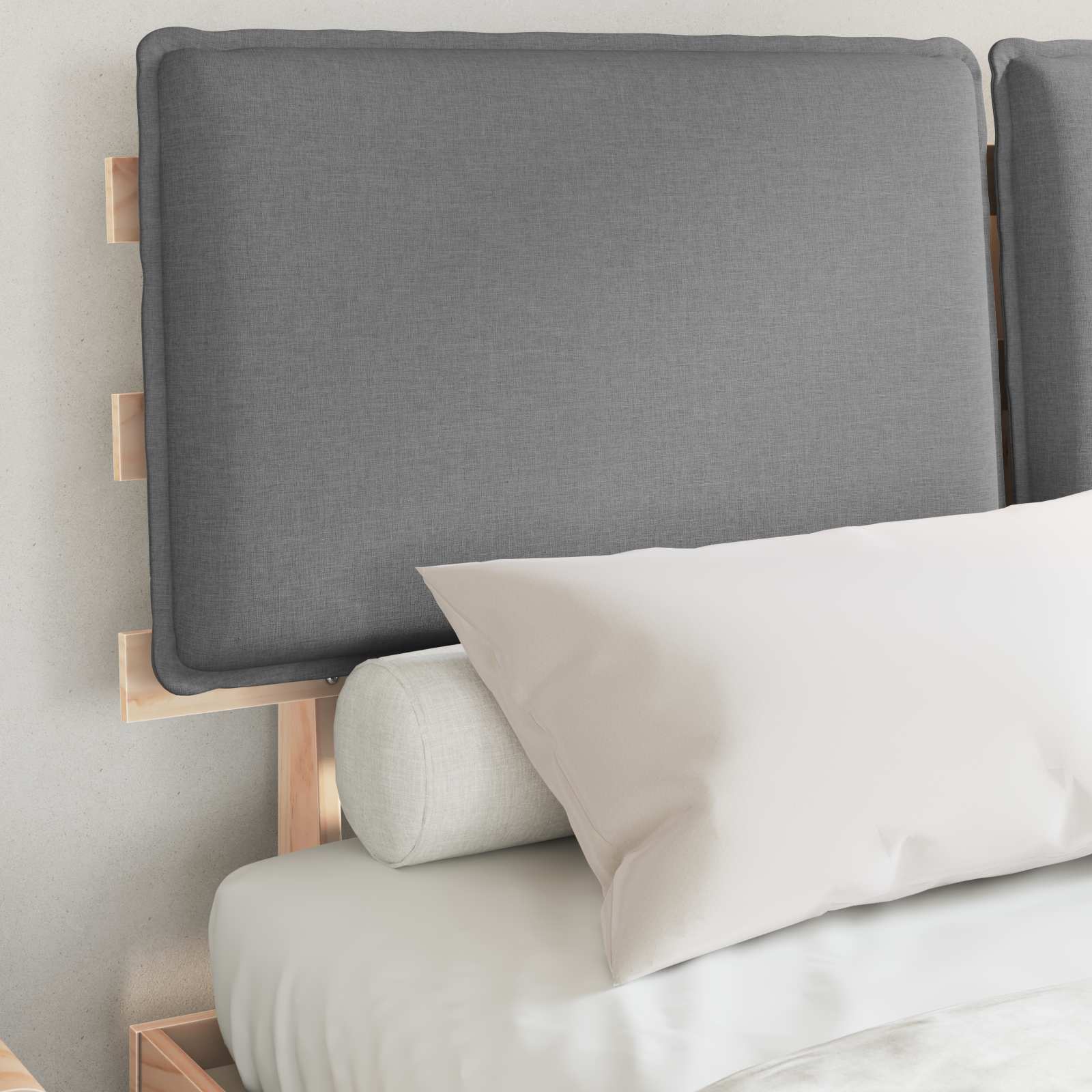 Letto con Testiera Rivestita Grigio chiaro 160 x 200 cm | homemem39