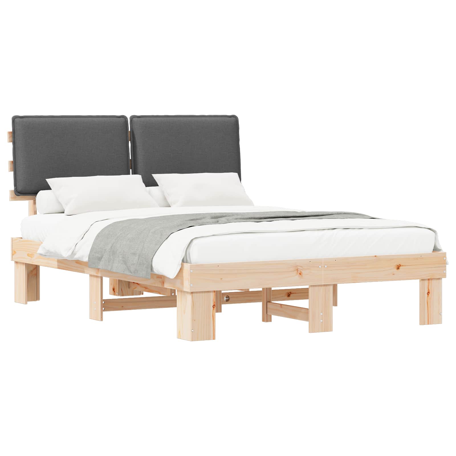 Letto con Testiera Rivestita Grigio scuro 160 x 200 cm | homemem39