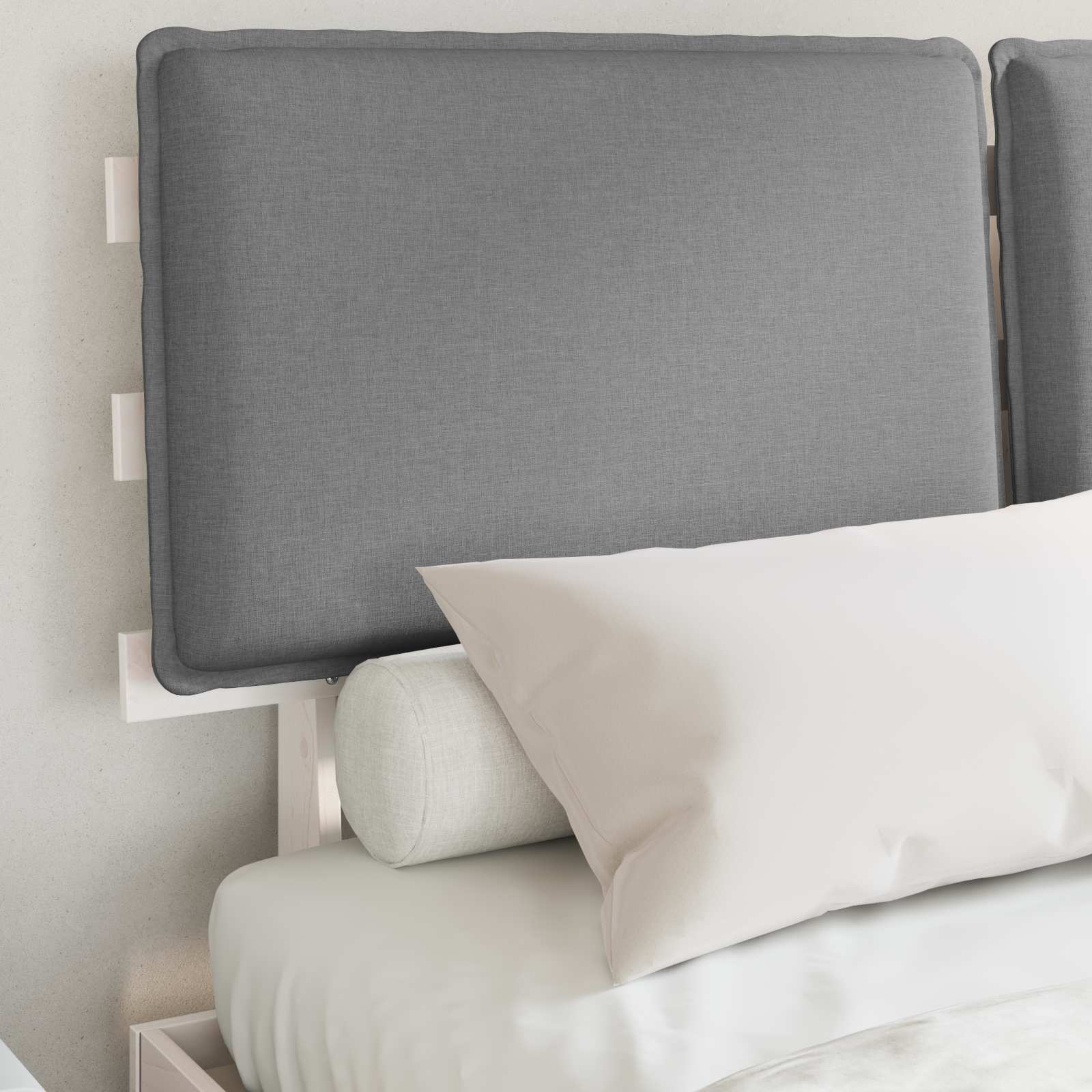 Letto con Testiera Rivestita Grigio chiaro 160 x 200 cm | homemem39
